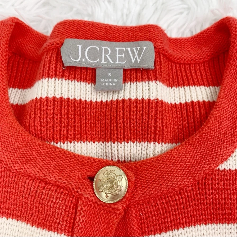 J Crew long sleeve Emilie sweater lady jacket in stripe  patched pockets‎
